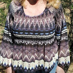 A Patrons of Peace Peasant Blouse, with shirred bodice, Size Small